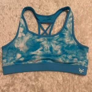 Girls Tie-dye blue Justice sports bra, Size: 38. No pads